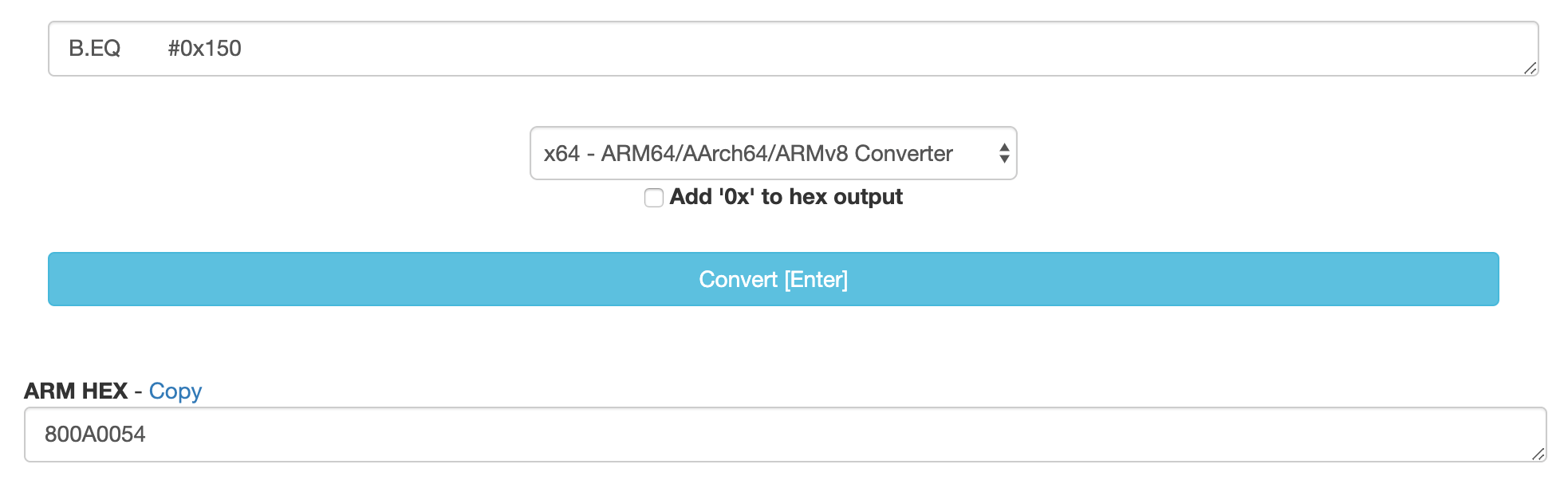 ARM To Hex Conv